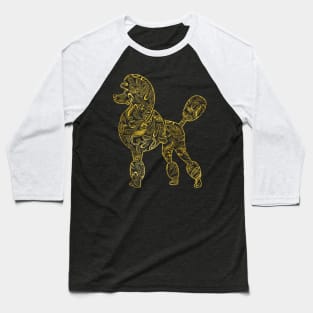 Poodle Dog in  Gold Paisley pattern Baseball T-Shirt